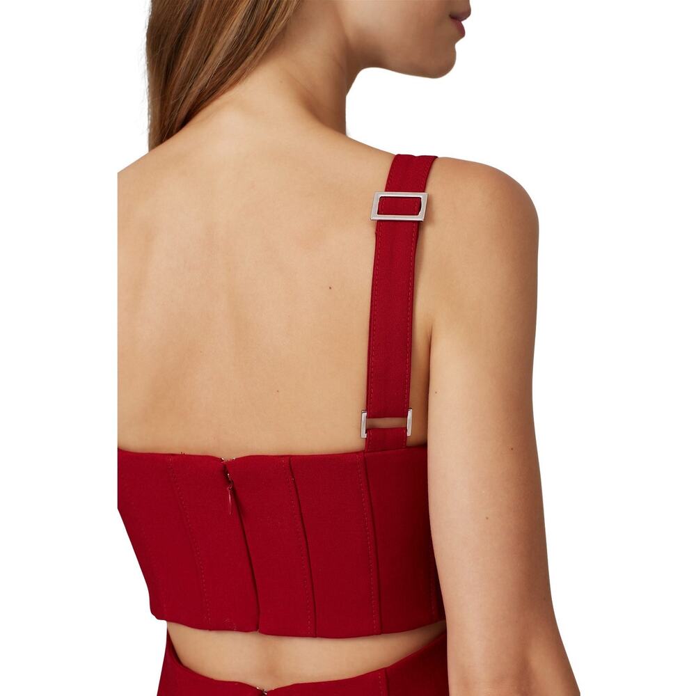 CINQ A SEPT Red Square Neck Back Cutouts Sleeveless Dakota Midi Dress size 4 - Picture 13 of 16